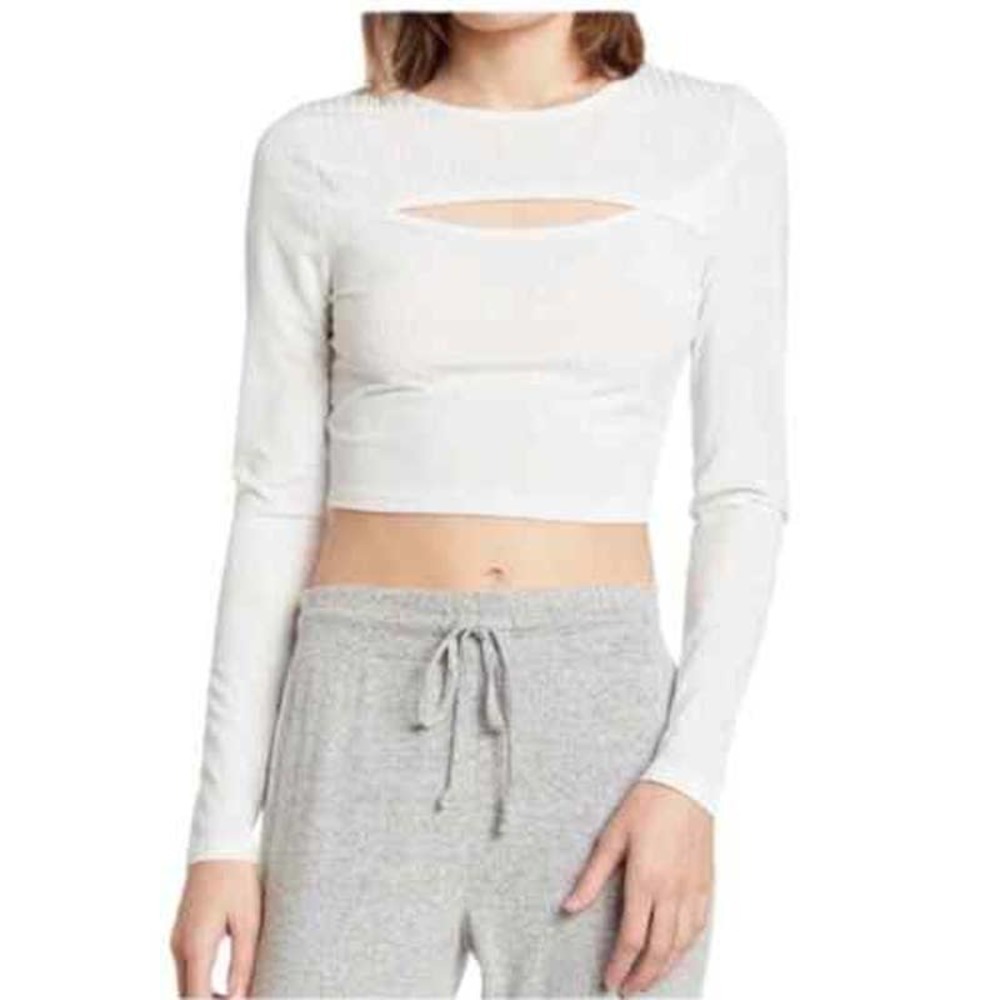 NWOT Abound Grey Fog Cutout Front Long Sleeve Top size small